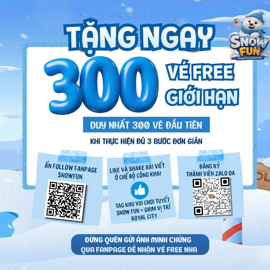 Snow Fun tặng 300 vé free giới hạn